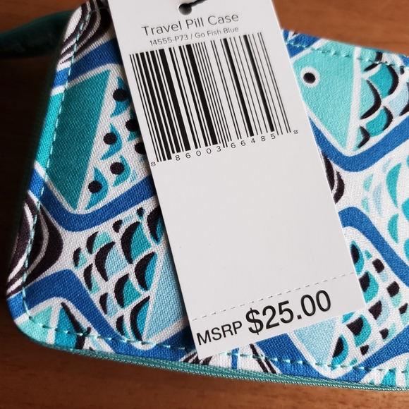Vera Bradley Travel Pill Case Go Fish Blue - Picture 3 of 3